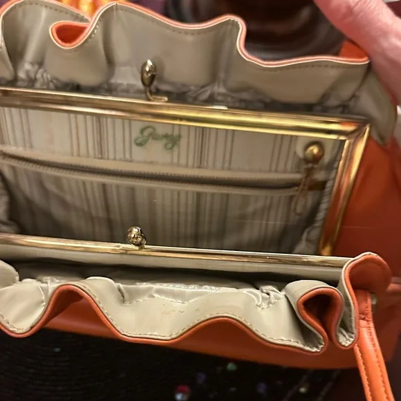 Vintage Garay Orange Leather Women's Bag - Picture 2 of 2